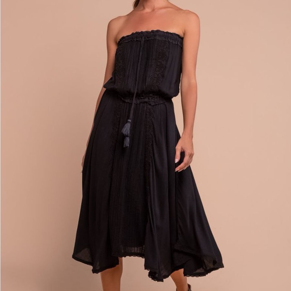 Uma and Leopold Jasmine Midi Eyelet detail lace black dress